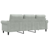 3-Seater Sofa Light Grey 180 cm Velvet - Rear View