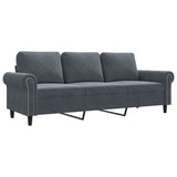 3-Seater Sofa Dark Grey 180 cm Velvet - Front View