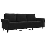 3-Seater Sofa Black 180 cm Velvet - Front View