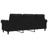 3-Seater Sofa Black 180 cm Velvet - Rear View