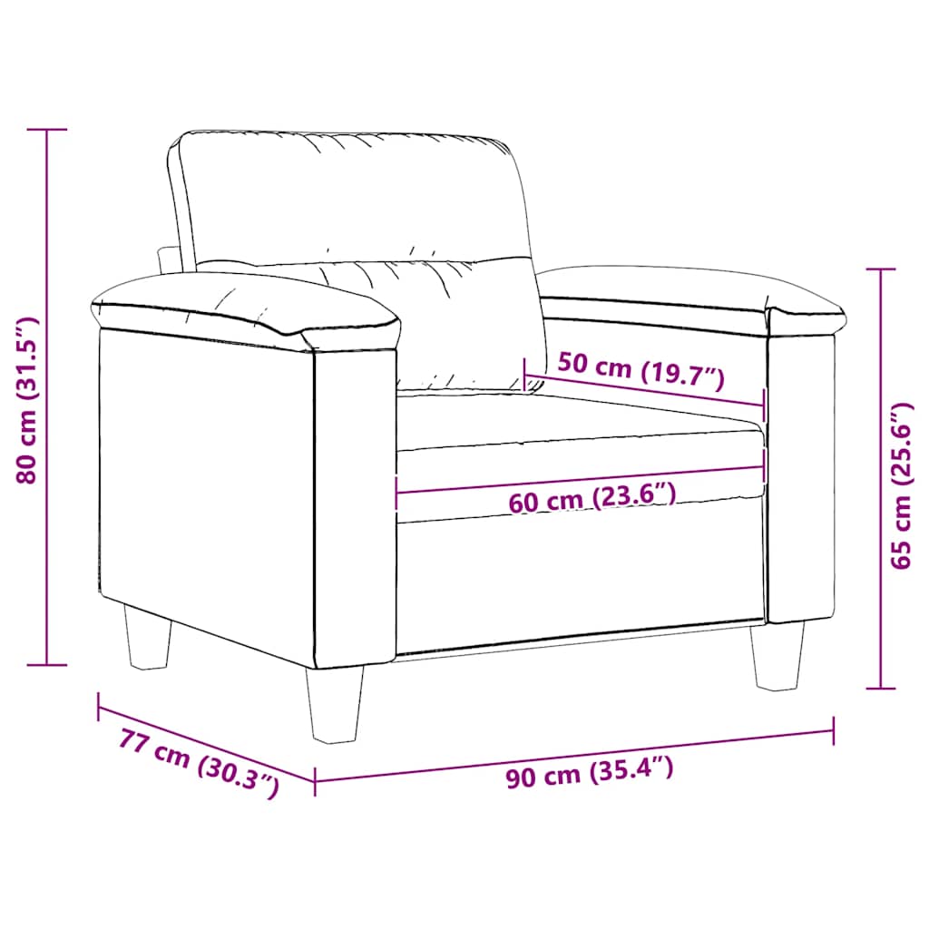 Sofa Chair Dark Grey 60 cm Microfibre Fabric