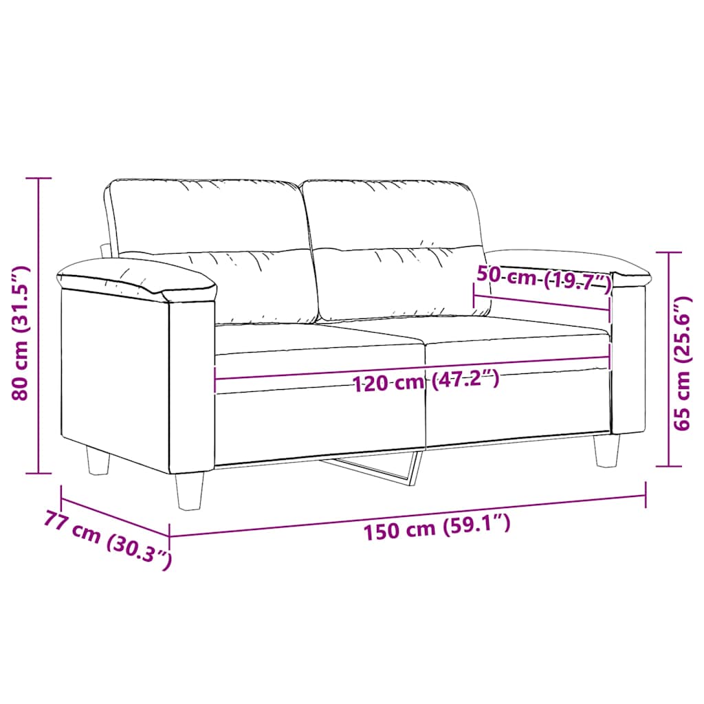 2-Seater Sofa Dark Grey 120 cm Microfibre Fabric
