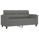 2-Seater Sofa Dark Grey 140 cm Microfibre Fabric - Front View