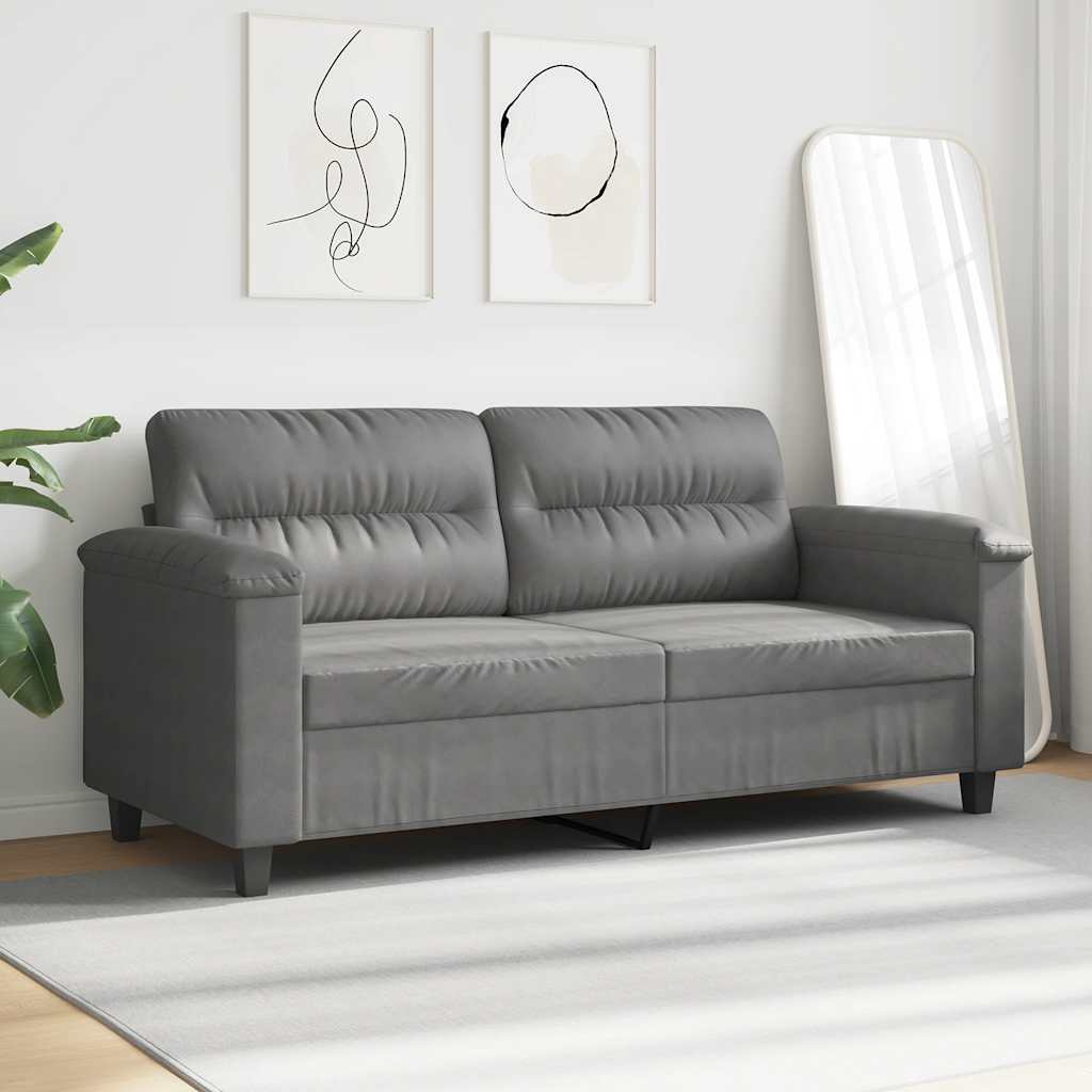 2-Seater Sofa Dark Grey 140 cm Microfibre Fabric