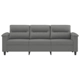 3-Seater Sofa Dark Grey 180 cm Microfibre Fabric - Side View