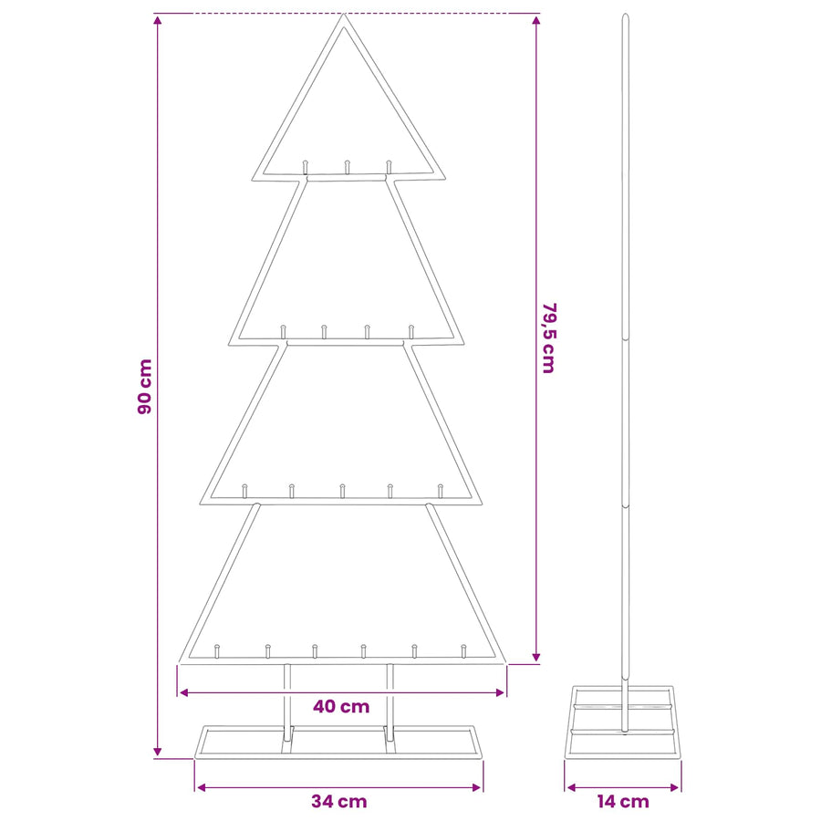 Metal Christmas Tree for Decoration Black 90 cm