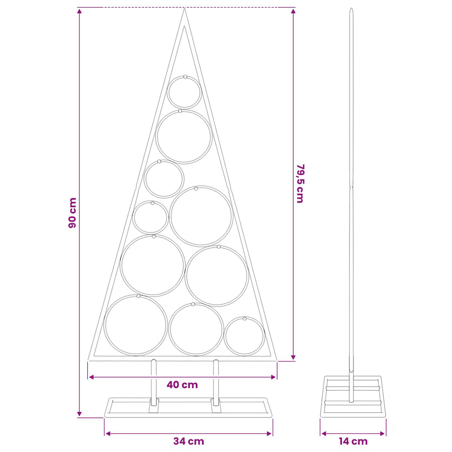 Metal Christmas Tree for Decoration Black 90 cm