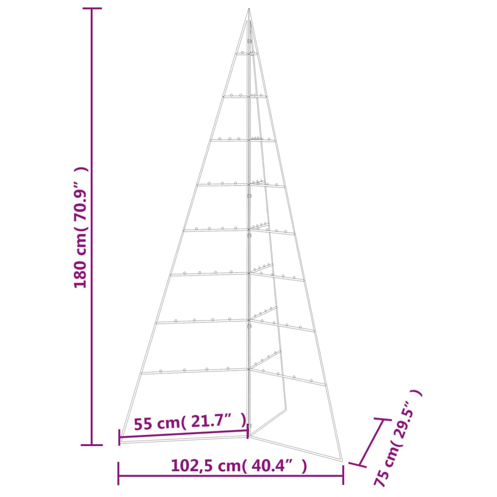 Metal Christmas Tree for Decoration Black 180 cm