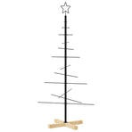 Metal Christmas Tree with Wooden Base Black 120 cm