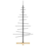 Metal Christmas Tree with Wooden Base Black 120 cm