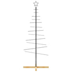 Metal Christmas Tree with Wooden Base Black 150 cm