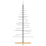 Metal Christmas Tree with Wooden Base Black 150 cm