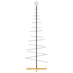 Metal Christmas Tree with Wooden Base Black 180 cm