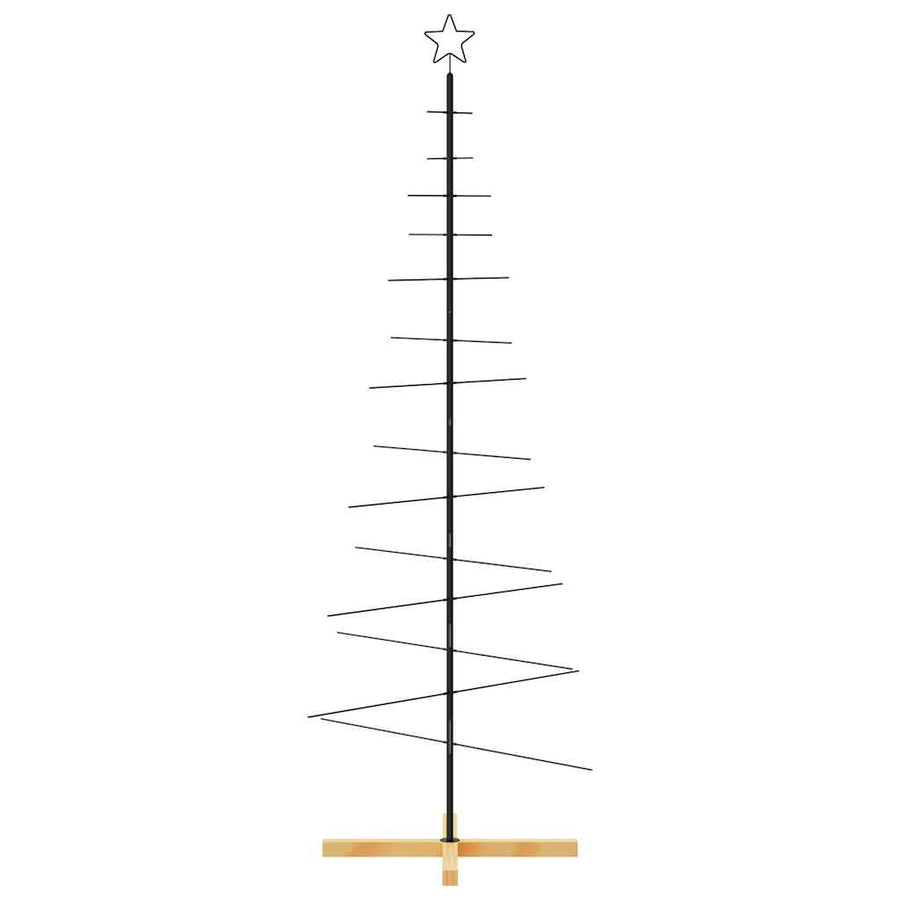 Metal Christmas Tree with Wooden Base Black 180 cm