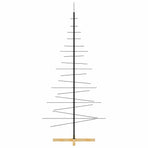Metal Christmas Tree with Wooden Base Black 180 cm