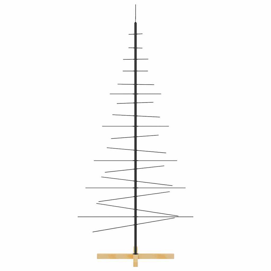 Metal Christmas Tree with Wooden Base Black 180 cm