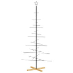Metal Christmas Tree with Wooden Base Black 180 cm