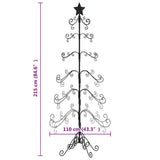 Metal Christmas Tree for Decoration Black 215 cm - Close-Up Angle