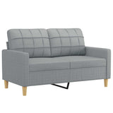 2-Seater Sofa Light Grey 120 cm Fabric - Front View