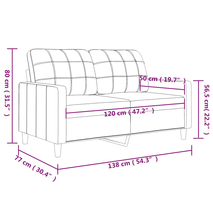 2-Seater Sofa Light Grey 120 cm Fabric