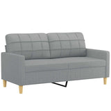 2-Seater Sofa Light Grey 140 cm Fabric - Front View