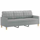 3-Seater Sofa Light Grey 180 cm Fabric - Front View