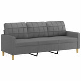 3-Seater Sofa Dark Grey 180 cm Fabric - Front View