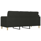 3-Seater Sofa Black 180 cm Fabric - 45-Degree Angle