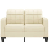 2-Seater Sofa Cream 120 cm Faux Leather - Side View