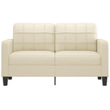 2-Seater Sofa Cream 140 cm Faux Leather - Side View