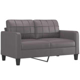 2-Seater Sofa Grey 140 cm Faux Leather - Front View