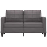 2-Seater Sofa Grey 140 cm Faux Leather - Side View
