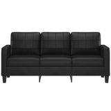 3-Seater Sofa Black 180 cm Faux Leather - Side View