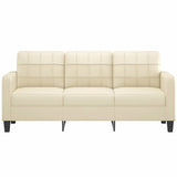 3-Seater Sofa Cream 180 cm Faux Leather