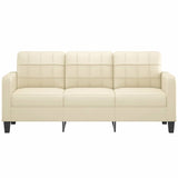 3-Seater Sofa Cream 180 cm Faux Leather - Side View