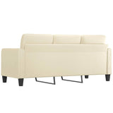 3-Seater Sofa Cream 180 cm Faux Leather - 45-Degree Angle