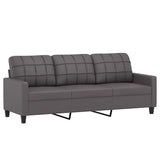 3-Seater Sofa Grey 180 cm Faux Leather - Front View