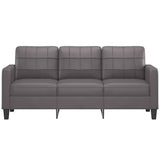 3-Seater Sofa Grey 180 cm Faux Leather - Side View