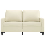 2-Seater Sofa Cream 120 cm Faux Leather - Side View