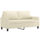 2-Seater Sofa Cream 140 cm Faux Leather - Front View