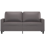 2-Seater Sofa Grey 140 cm Faux Leather - Side View