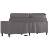 2-Seater Sofa Grey 140 cm Faux Leather - 45-Degree Angle