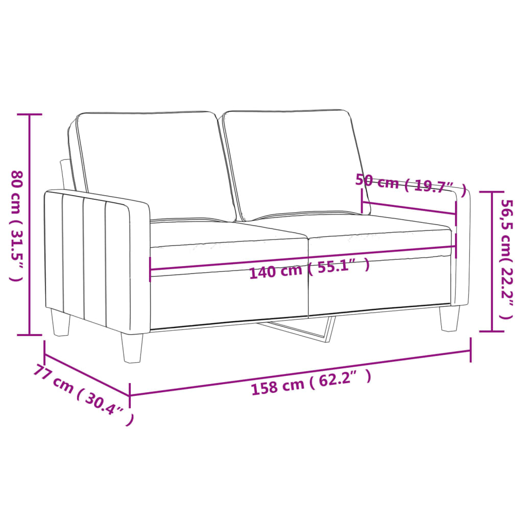 2-Seater Sofa Grey 140 cm Faux Leather
