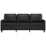 3-Seater Sofa Black 180 cm Faux Leather - Side View