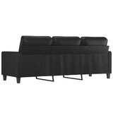 3-Seater Sofa Black 180 cm Faux Leather - 45-Degree Angle