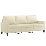3-Seater Sofa Cream 180 cm Faux Leather - Front View