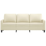 3-Seater Sofa Cream 180 cm Faux Leather - Side View