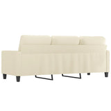 3-Seater Sofa Cream 180 cm Faux Leather - 45-Degree Angle