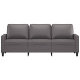 3-Seater Sofa Grey 180 cm Faux Leather - Side View