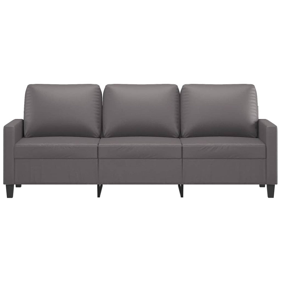 3-Seater Sofa Grey 180 cm Faux Leather